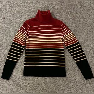 The Limited Red and Black Striped Turtleneck Sweater